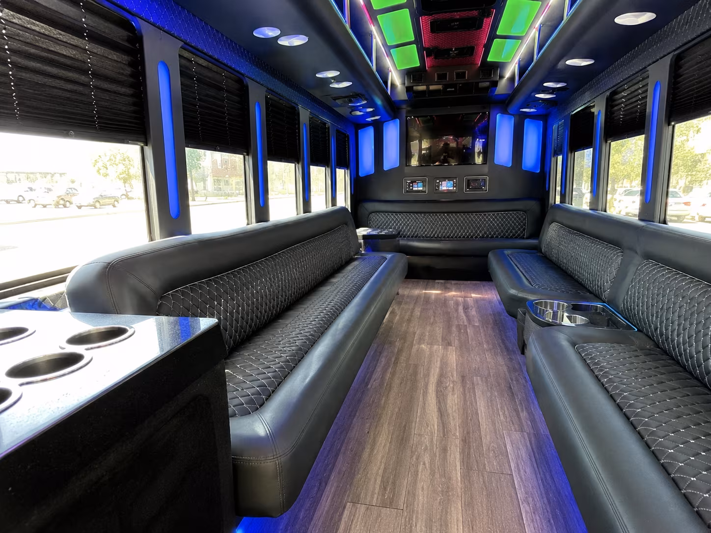 norfolk 15 passenger party bus inside