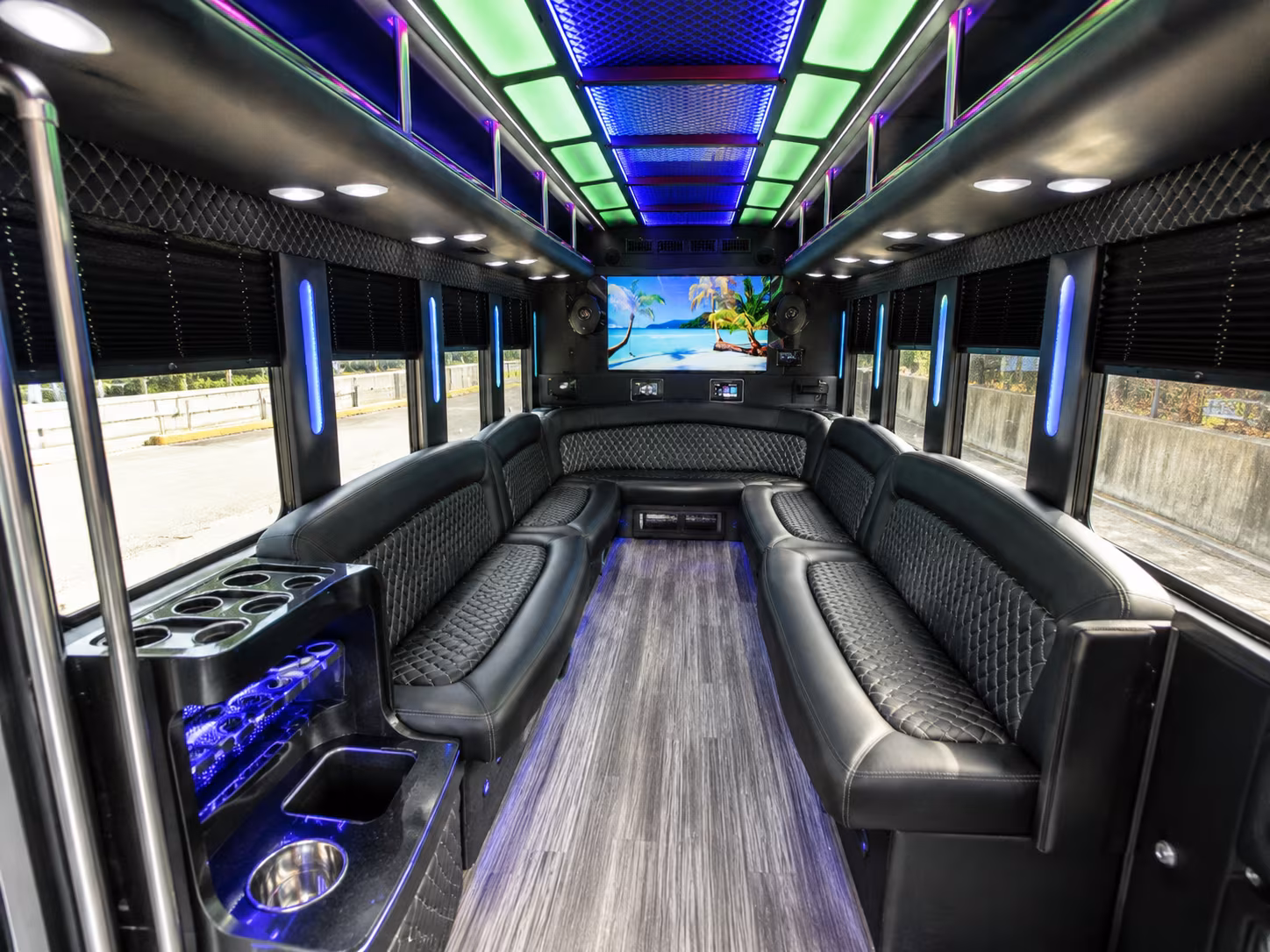 norfolk 18 passenger party bus inside