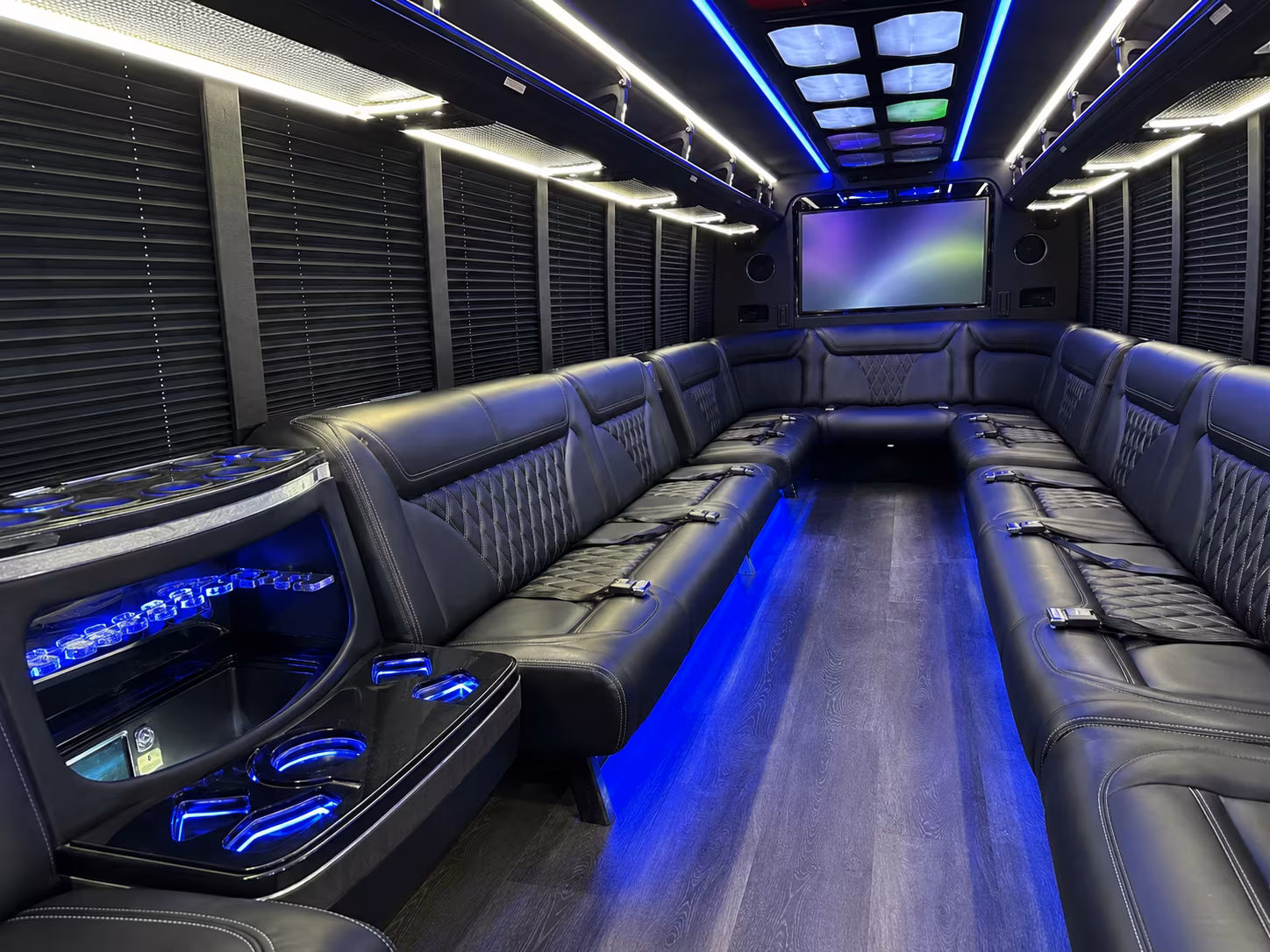 norfolk 20 passenger party bus inside