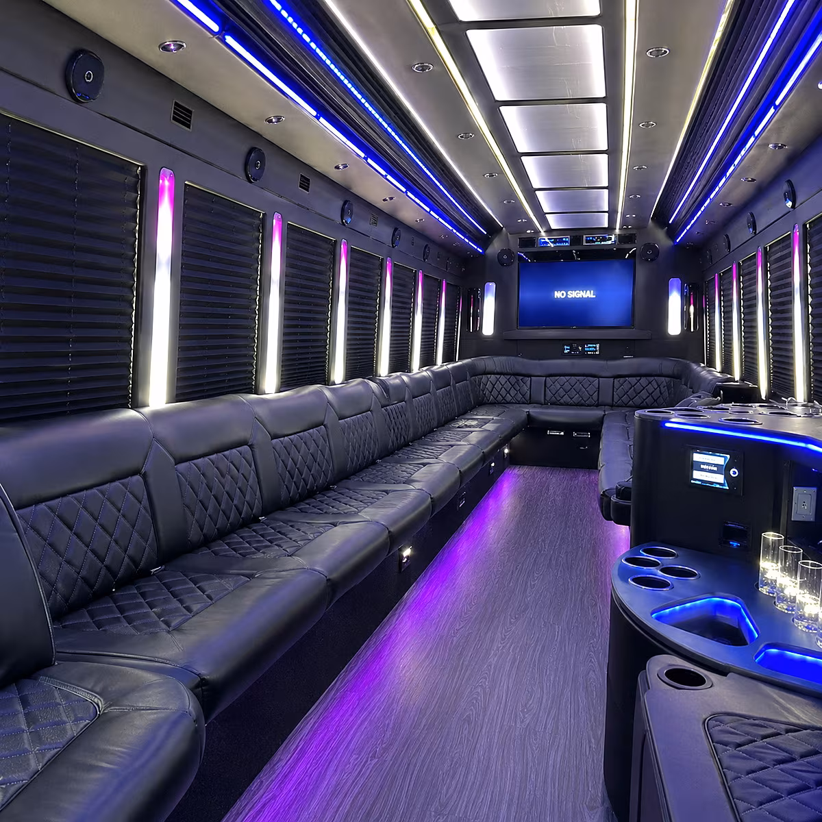 norfolk 30 passenger party bus inside