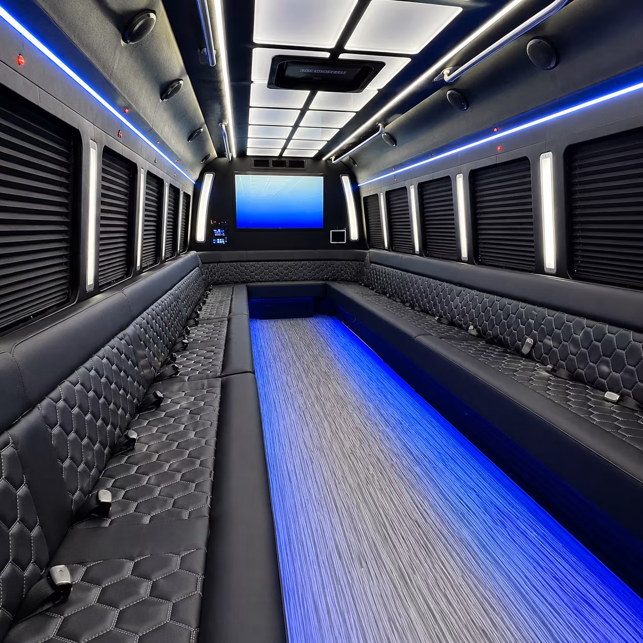 norfolk 50 passenger party bus inside